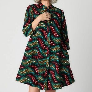 Zuri Light as a Feather Dress Colorful Cotton Allover Print NEW SZ XS
